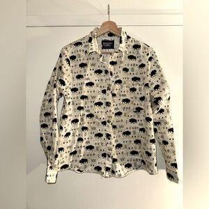 Brooks & Dunn Western Coastal Cowgirl Buffalo Printed Button Down Medium